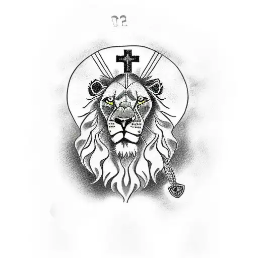 Lion With Cross And Bible Verse For A Sleeve