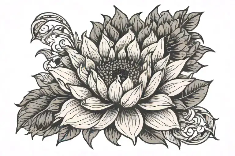 Sunflower Blooming Lotus Flower