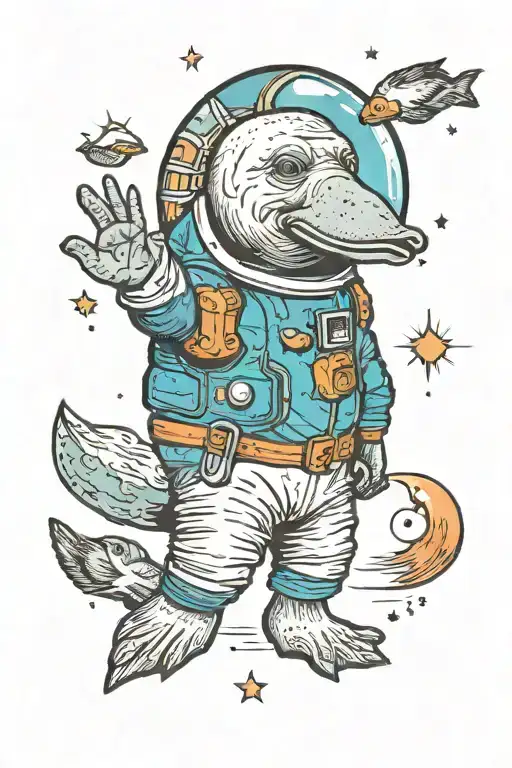 Manatee And A Duck In Space Suits Nad Cylinder