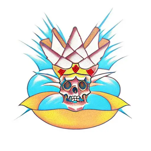 Upside-down Pineapple With Crown On Top And Ace Of Spade In One Hand