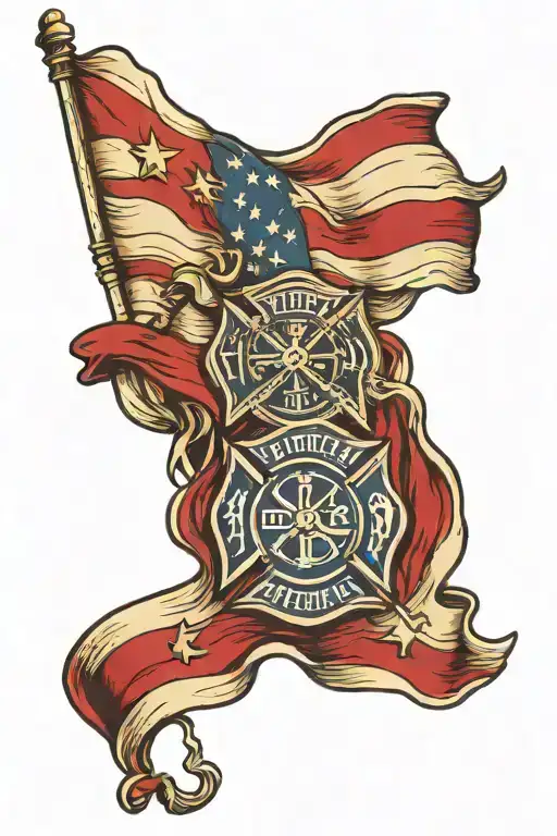 Firefighter Flag Intertwined