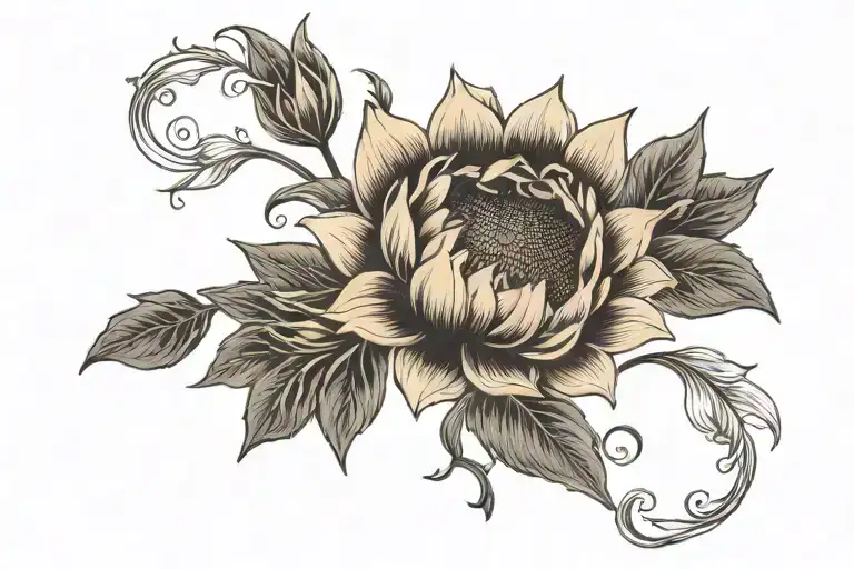 Sunflower Blooming Lotus Flower