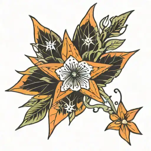 Orange Star Plant With Stems Made Of Circuits