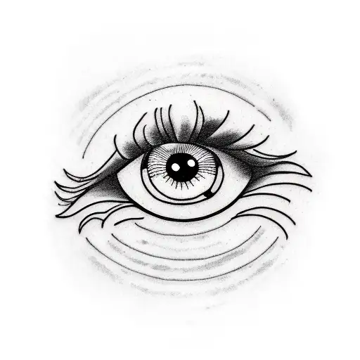 Eye With Line Design Or Dot Work Design