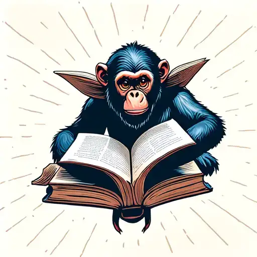 A Monkey Looks At An Upside-down Book On How To Be Cool