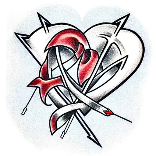 Heart With An Arrow Inside And Tied With A Ribbon With An Inscription Mom