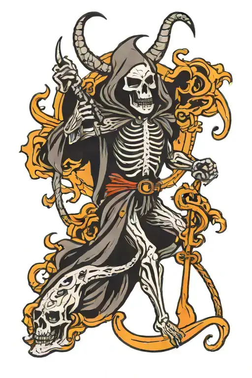 Grim Reaper And Baphomet Inspired Creature