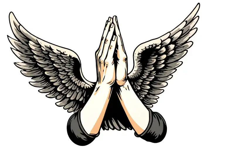 Praying Hands With Angel Wings