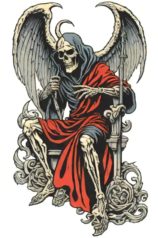 Grim Reaper And Baphomet Sitting