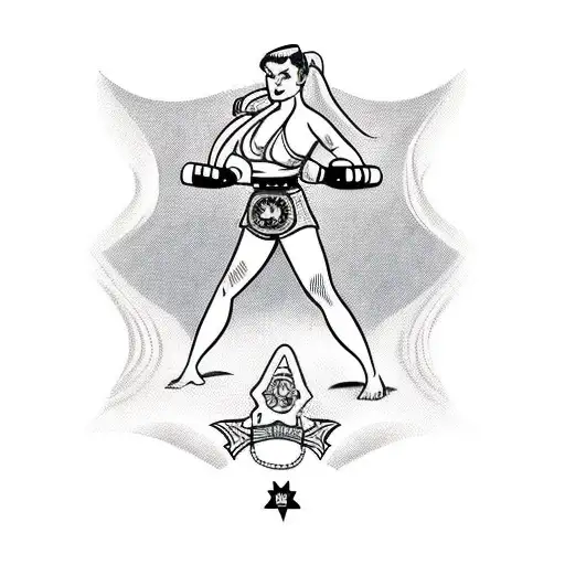 A Female Kickboxer Pinup With Title Belt