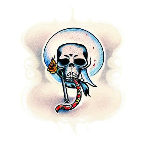 Grim Reaper Carrying A Candle