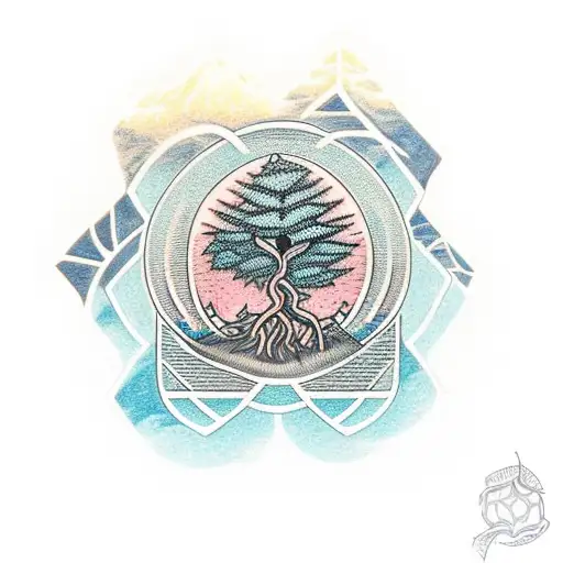 Bunch Of Hexagons With Tree Trunk And Roots At The Bottom