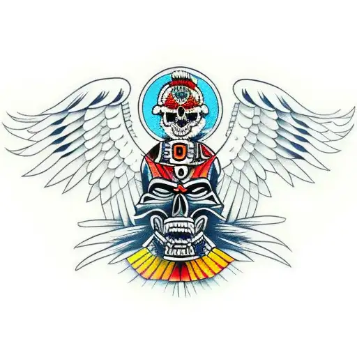 Aztec Eagle Warrior With Skull Face