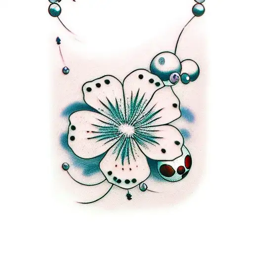 Geranium With Ladybug And Pearls