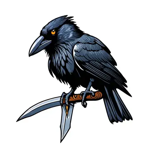 Crow With A Dagger Piercing