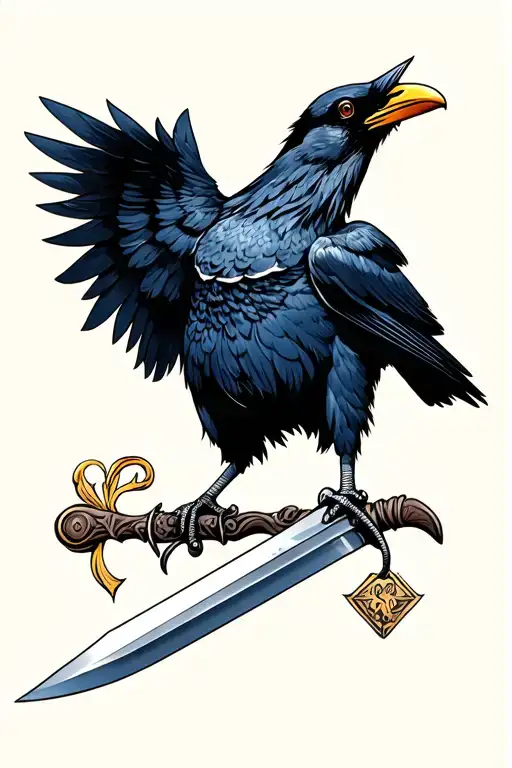 Crow With A Dagger Piercing