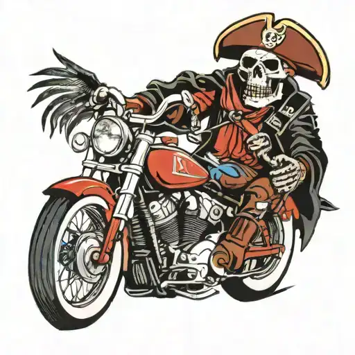 Pirate Skeleton Riding An Indian Scout Rogue Motorcycle