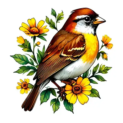 Sparrow Holding Wildflower