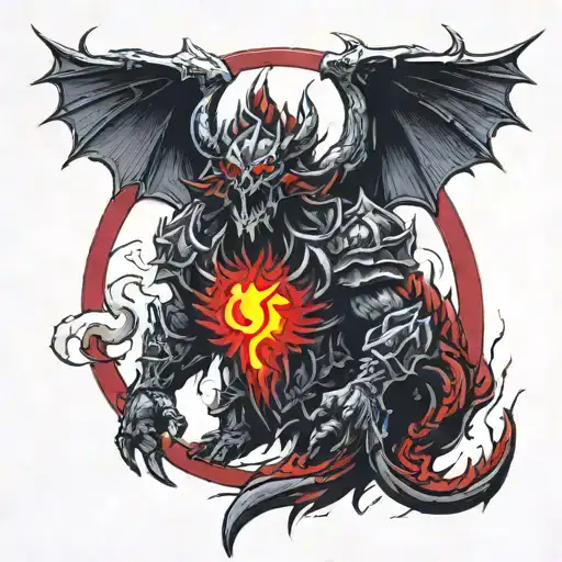 Deathwing From Warcraft With Dark Clouds And Red Lightning Surrounding It