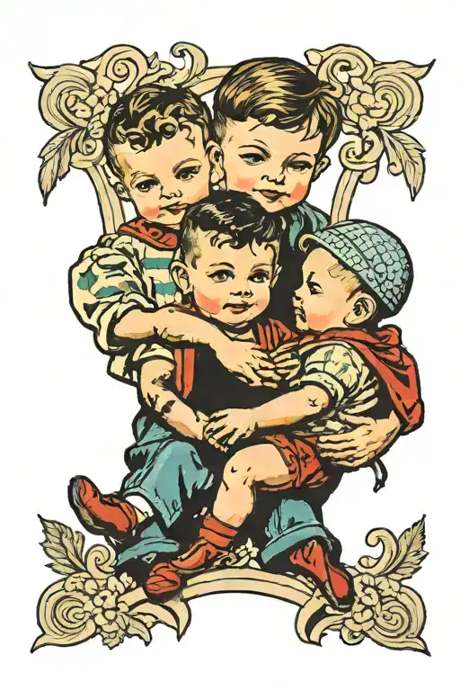 Little Boy Holding Baby Brother Italian