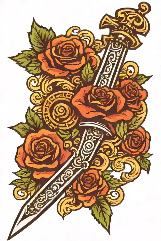 Sword With Scroll Wrapped