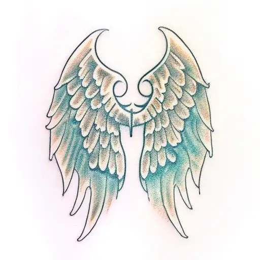 Angel Wings With Cursive Letter In Middle
