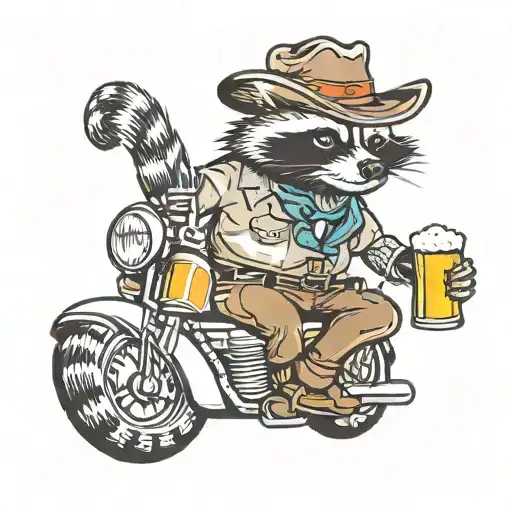 Racoon Riding A Bomb With A Cowboy Hat On And Holding A Beer In His Hand