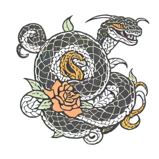 Snake Surrounded On Arm Sleeve