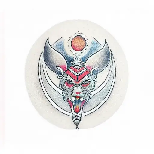 Hindu Unalome With Moon