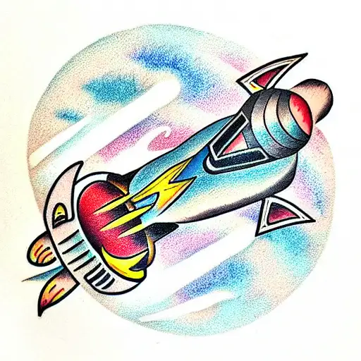Rocket In Space Retrofuturism