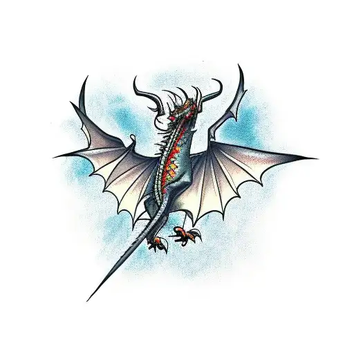 Harry Potter Dragon Flying Straight Up Open Wings