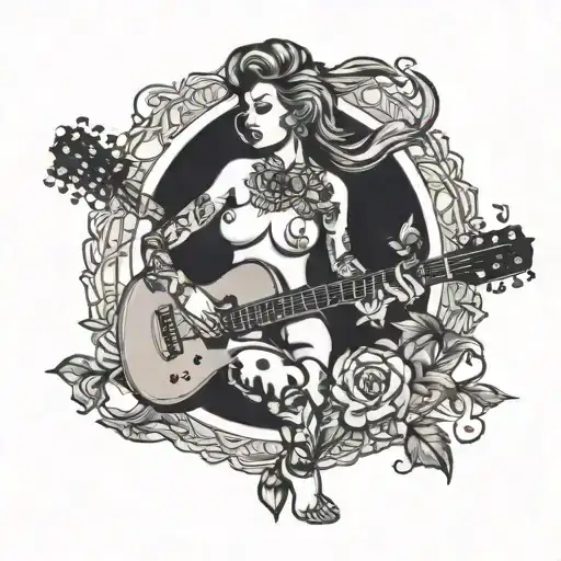 Nude Woman Playing Guitar