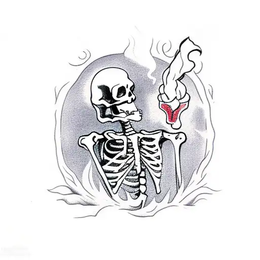 Skeleton Sitting Smoking A Cigeratte