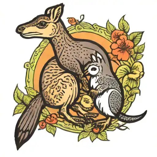 Kiwi Bird And Kangaroo Cute