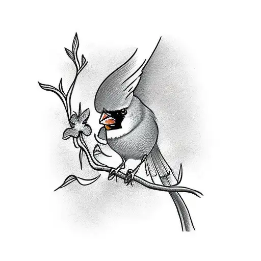 Cardinal On Branch With Shamrock