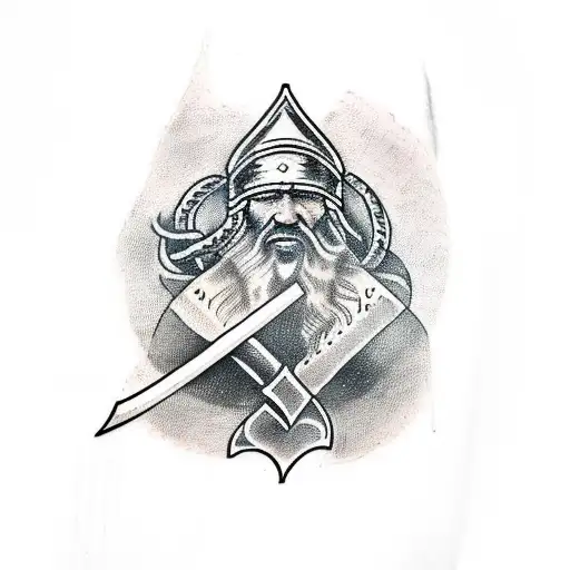 A Viking Holding A Roman Sword