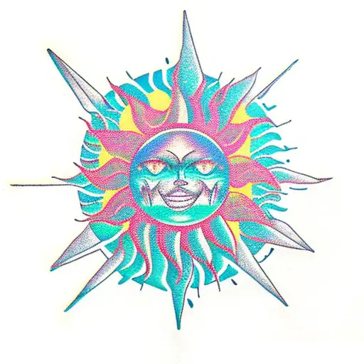 Geometric Sun And Beach