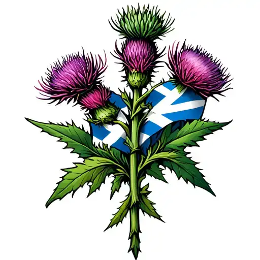 Scottish Thistle With Scottish Flag Incorporated