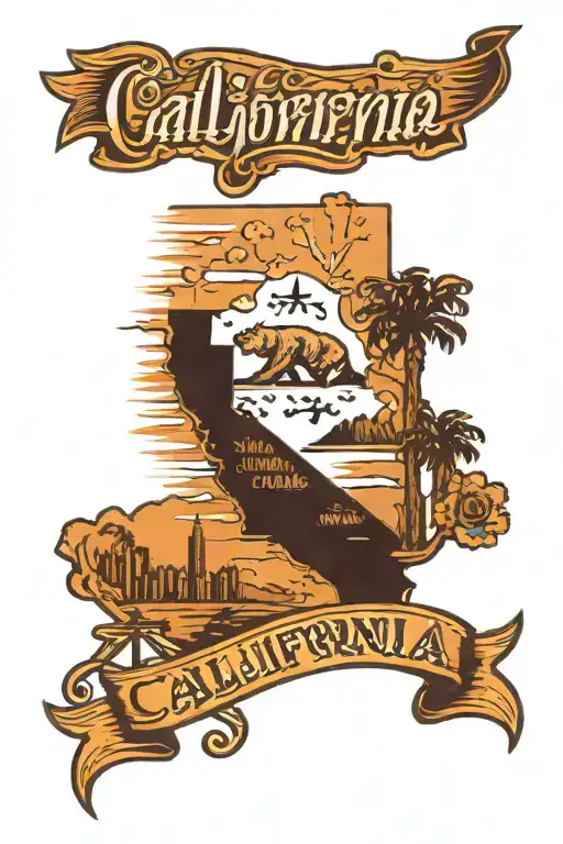 California With Los Angeles Sign In The Middle