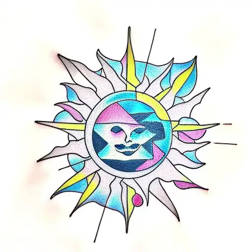 Geometric Sun And Beach