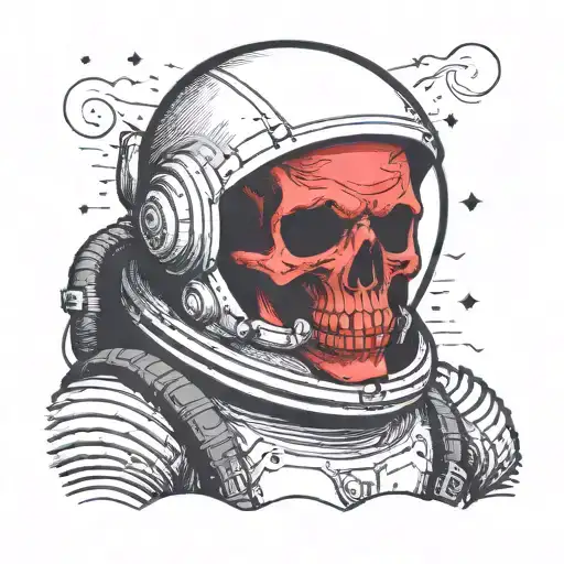 Red Skull In A Space Helmet In Space Reaching Towards Nothing