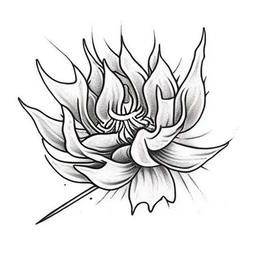 Dagger Stabbing Through Red Spider Lily Flowers