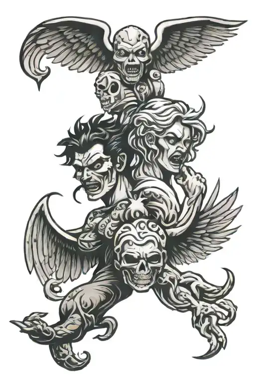 Tattoo Depicting Good Vs Evil