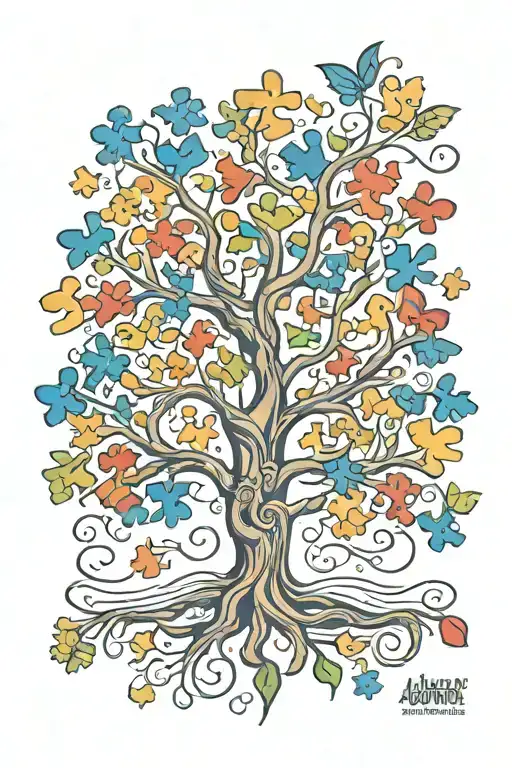 Autism Puzzle Tree Intertwined