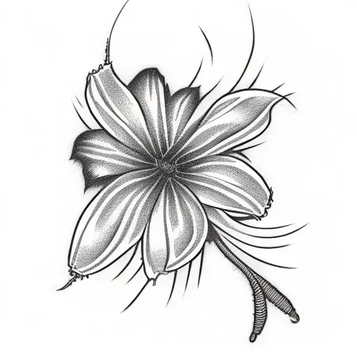 A Sketch-style Illustration Of A Knife With Japanese Red Spider Lily Petals Falling Around It