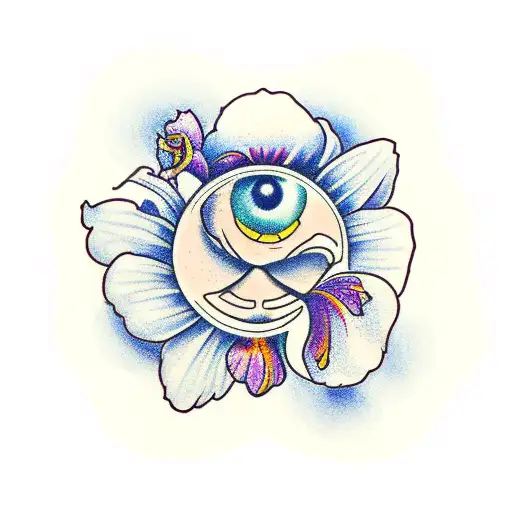 Crow's Wing With Iris Flower