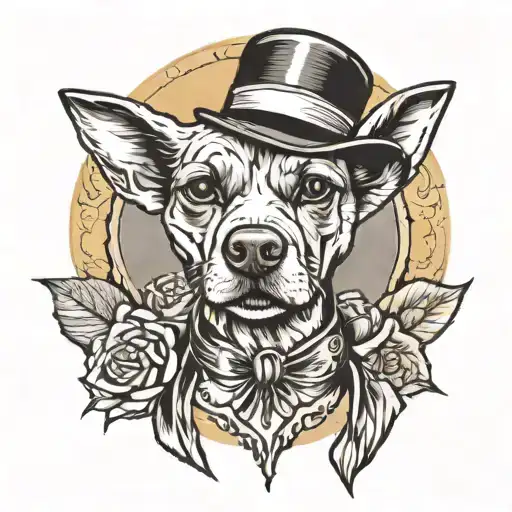 A Traditional Style Tattoo Of A Dog Dressed As A Famous Movie Character