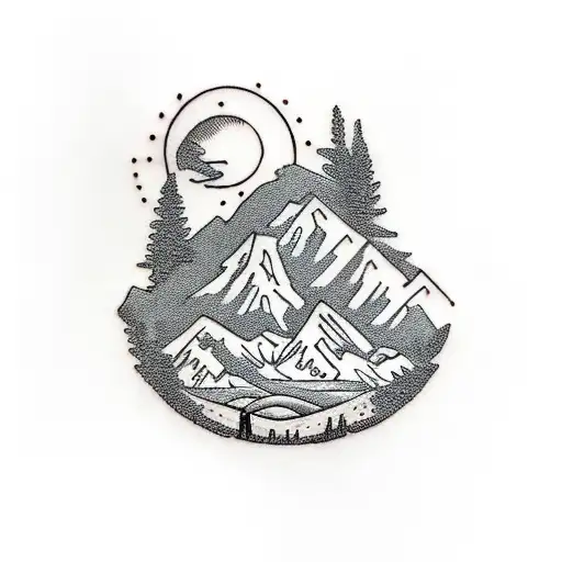 Mountain Scene Doves Olive Trees Roman Numerals