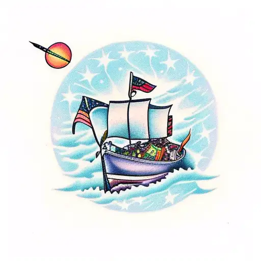 Boat With Wawe With Star And The Name Of M'y Daughter Julia