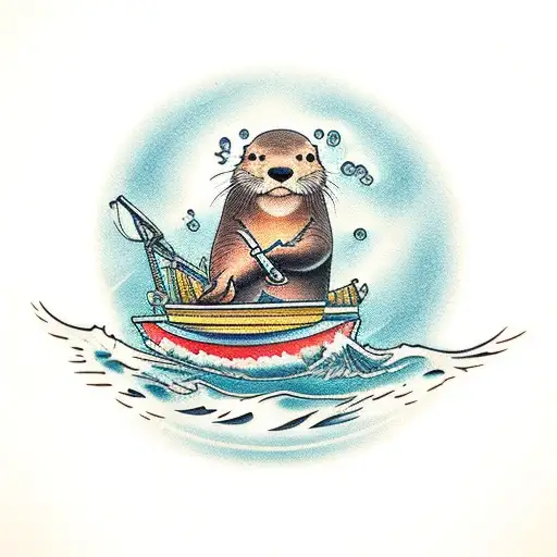 The Otter Lies On The Water And Spins The Joint
